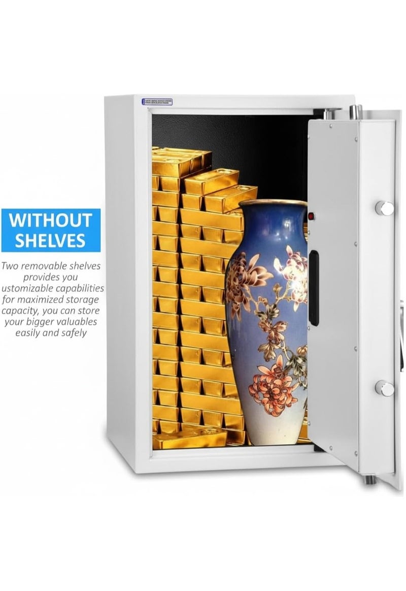 Rubik Large Safe Box with Digital Keypad and Key Lock, Fire Resistant Security Box Protect Money Documents for Home Office RB60EG-CX (Size 60x36x30cm) (white) - Image 5